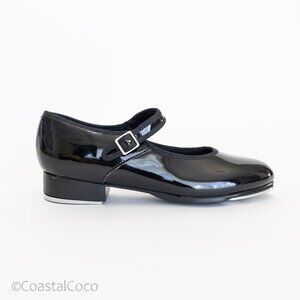 Capezio 3800 Women's 7.5 Tap Shoes Mary Jane Buckle Strap Tele Tone Patent Black